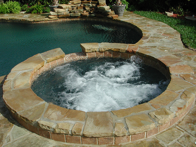 Bubbling Spa with Flagstone