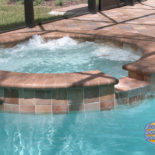 Round Spa with Rustic Tilework